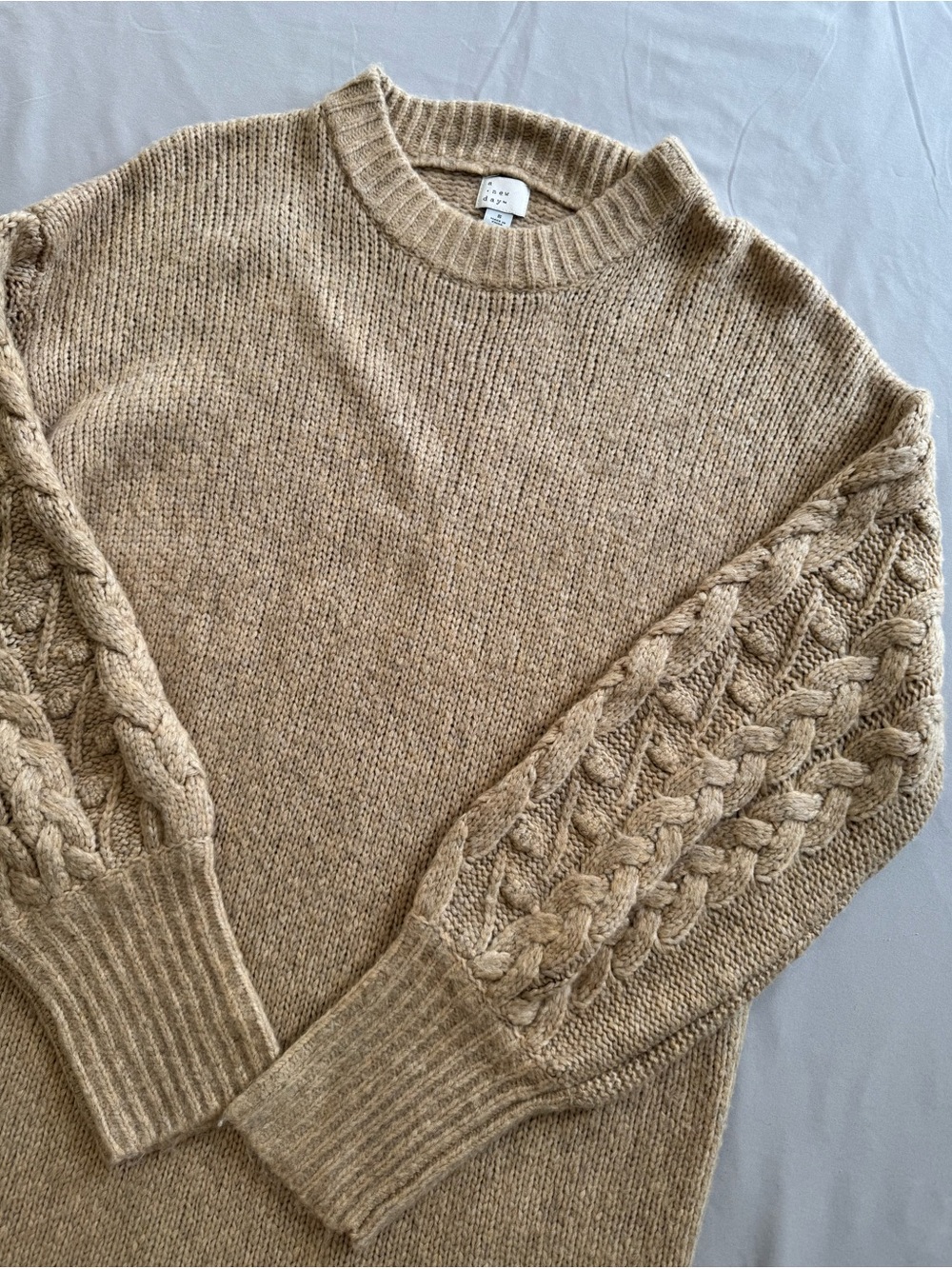 a new day Beige Cable Sleeve Crewneck Sweater-dress